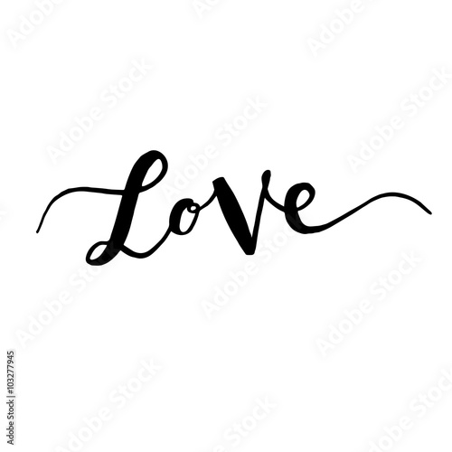 Inscription love, hand-drawn labels for greeting cards, 