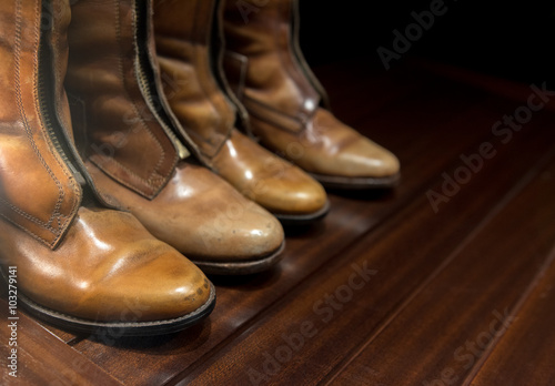 Leather Boots and Wooden Floor
