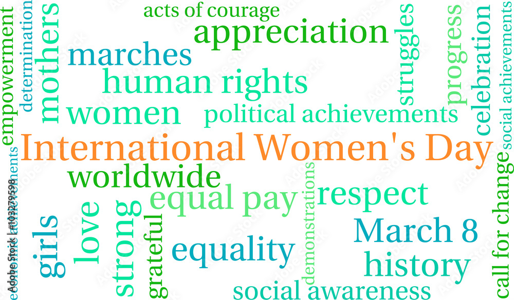 Fototapeta premium International Women's Day word cloud on a white background. 