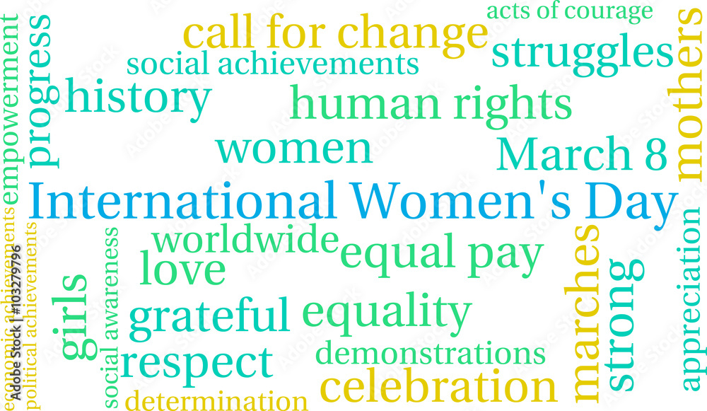 Fototapeta premium International Women's Day word cloud on a white background. 