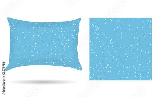 Decorative pillowcase pillow in the style of abstract winter blue background. Isolated on white. Interior design element. Winter, snowing. template. Vector