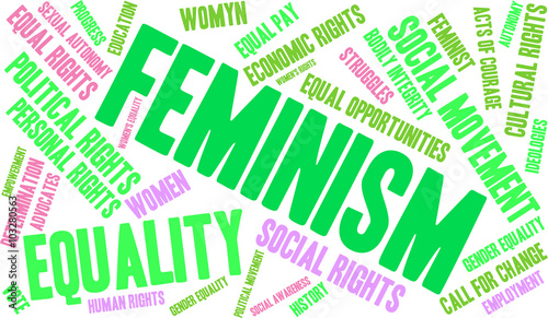 Feminism Word Cloud on a white background.
