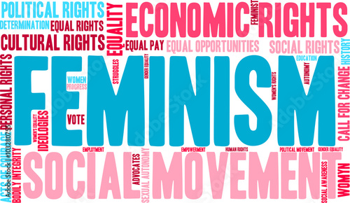 Feminism Word Cloud on a white background. 