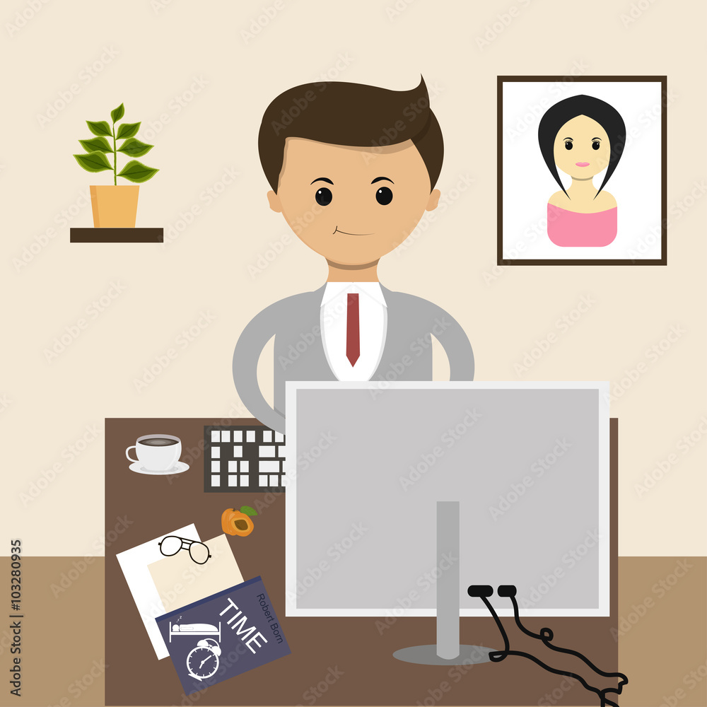 Business concept in flat design. Workplace. Vector Business concept in flat design. Workplace. Vector