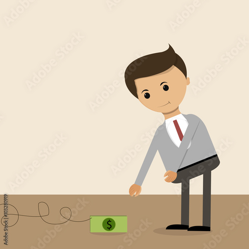 Business concept in flat design. Salary as bait, you're hooked from the start and system. Vector