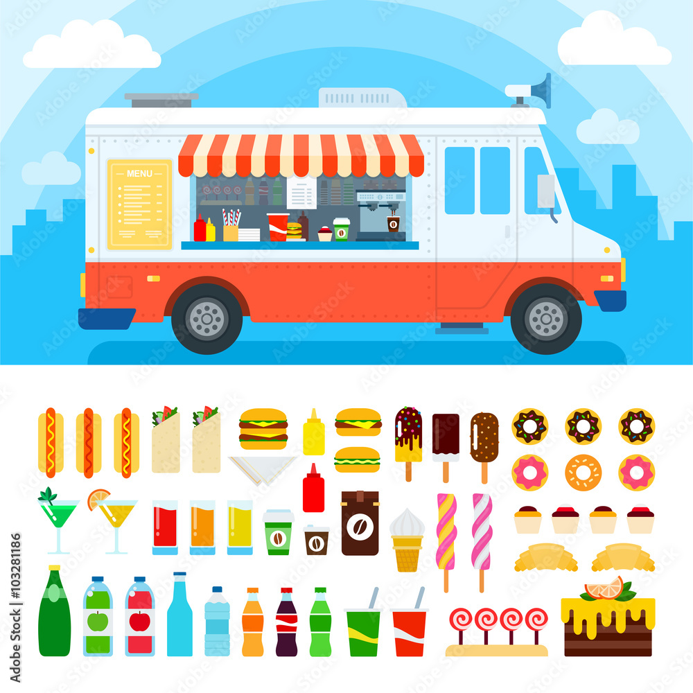 Food truck with snacks and confectionery Food truck with snacks and confectionery