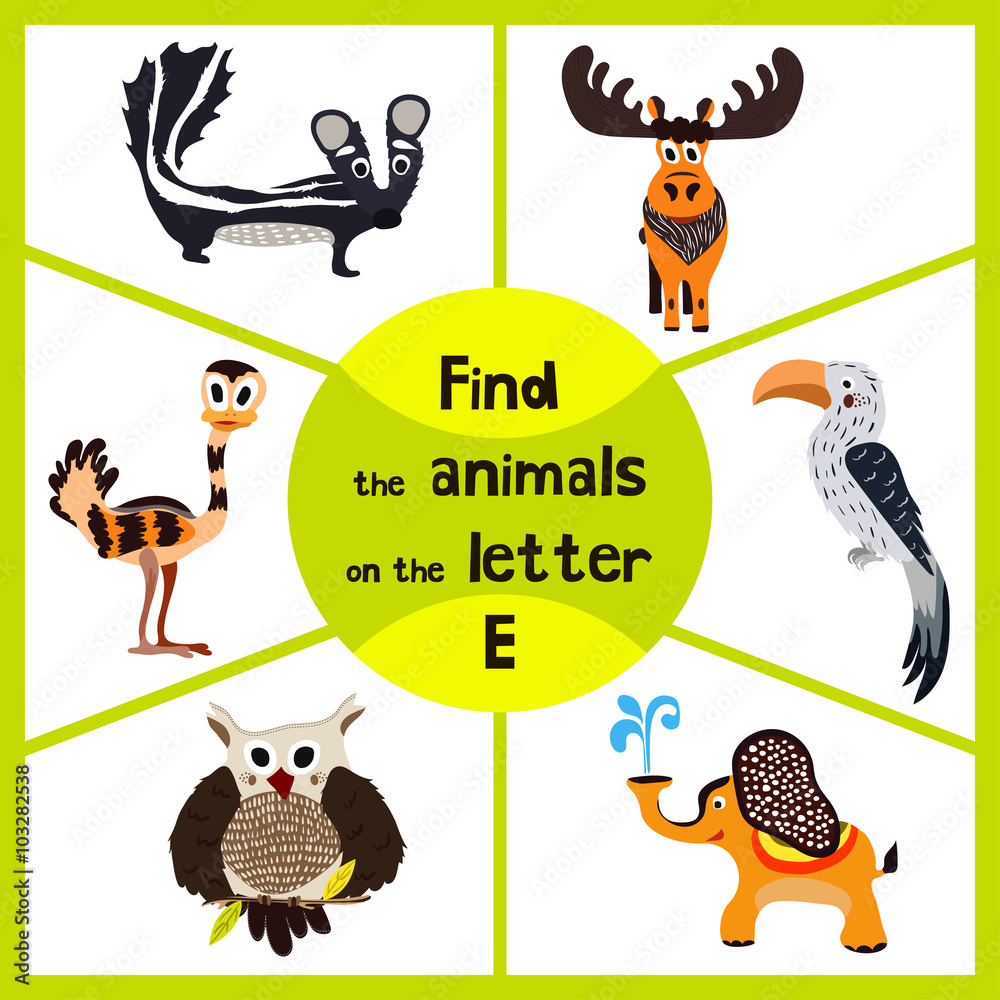 Funny learning maze game, find all 3 cute animals with the letter E ...