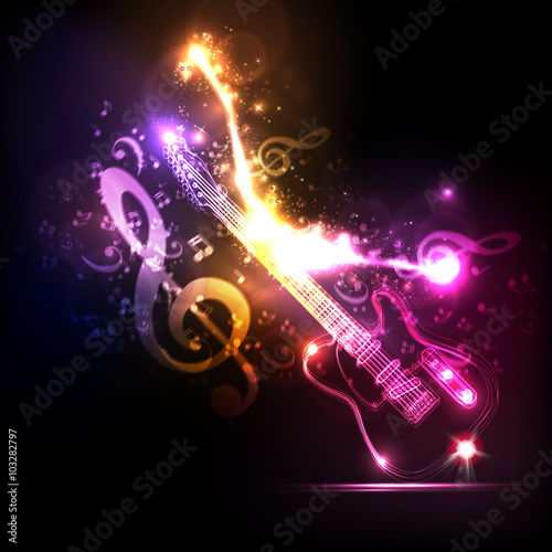 Neon guitar grunge music party