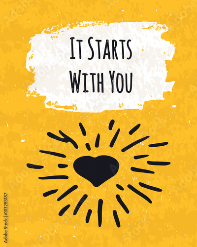 Creative Typographic poster hand drawing in the form of quotes and phrases to raise morale and good mood are written in black ink brush in an erased surface. Vector