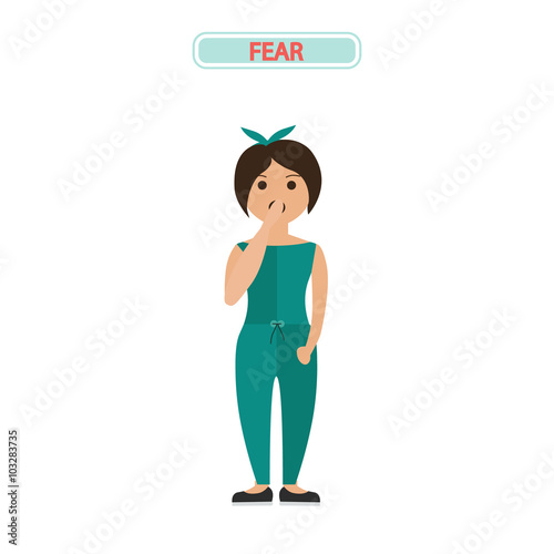 Color illustration of fear girl