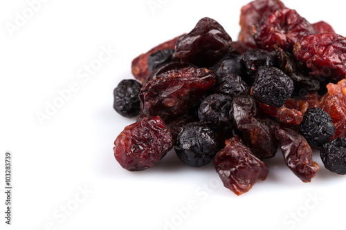 Dried cranberries, cherries and blueberries