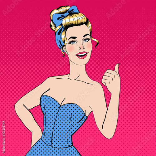 Pop Art Style Woman Gesturing Great
