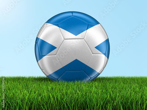 Soccer football with Scottish flag. Image with clipping path