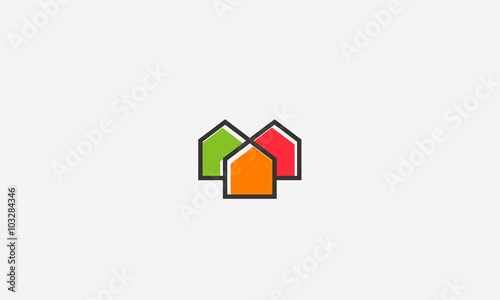 real estate full color vector logo template