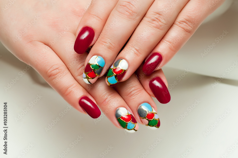 exclusive manicure in mosaic style exclusive manicure in mosaic style