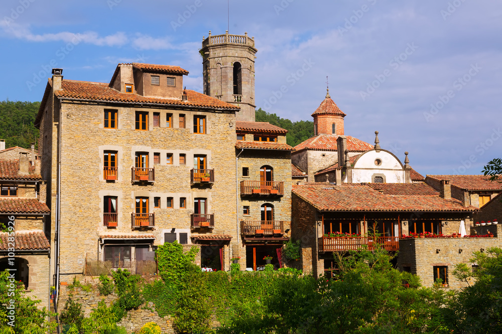 General view of old catalan village.  Besalu