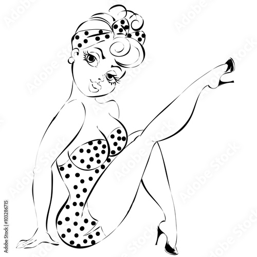 sexy pin-up girl in lingerie, vector illustration