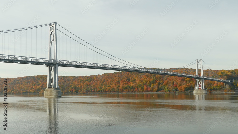 4K Mid-Hudson Bridge in Autumn Long Shot 4K Mid-Hudson Bridge in Autumn Long Shot
