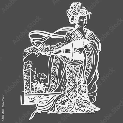 Musicienne chinoise avec sa mandoline.