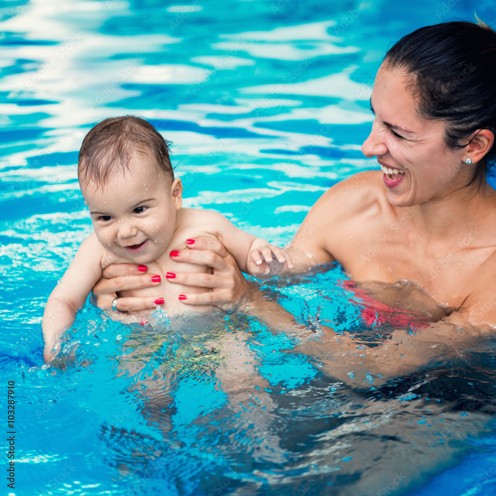 Baby boy in the pool