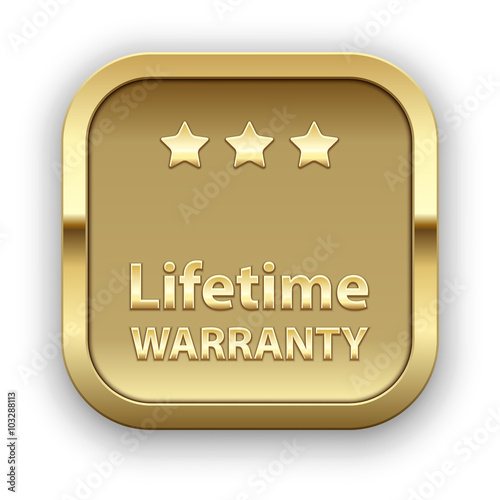 Golden plate, lifetime warranty, vector