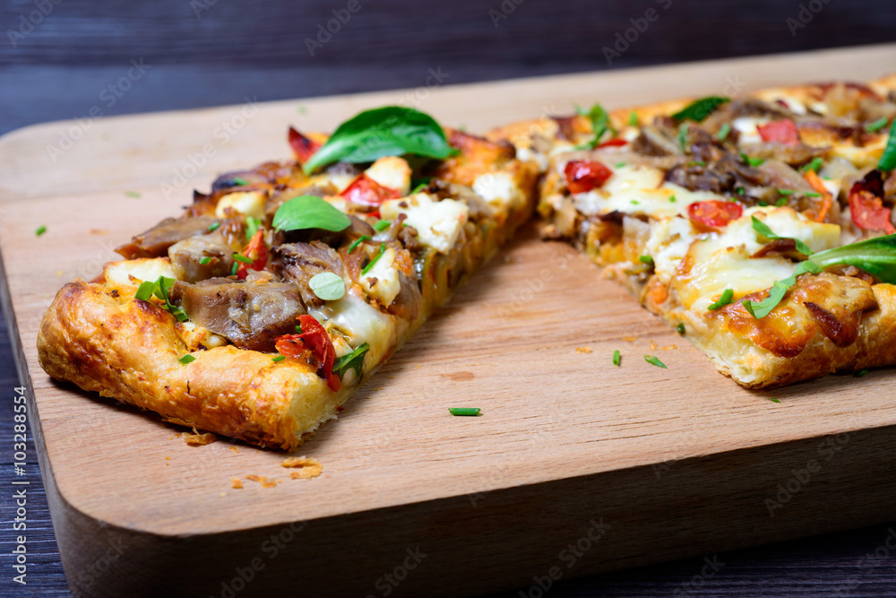 pie with meat, mushrooms and herbs pie with meat, mushrooms and herbs