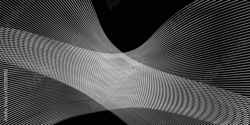 Hi tech black and gray wave background. Wavy shapes line fluid geometric futuristic Digital illustration. For Art, print, web, wallpaper, Poster, Business card graphic design.