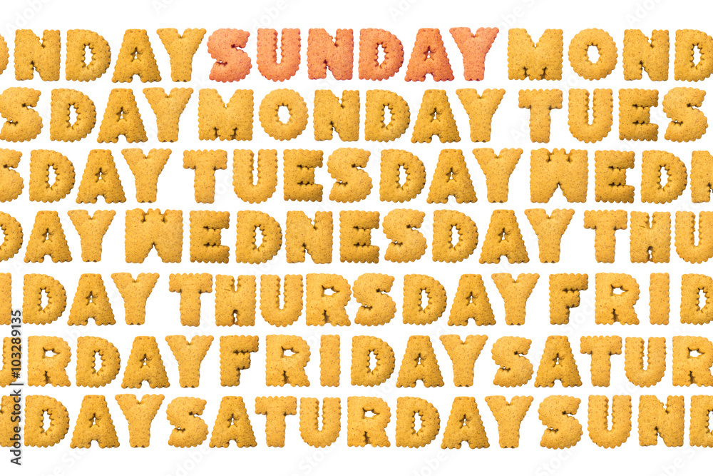 Day ,Biscuits letters. Words 