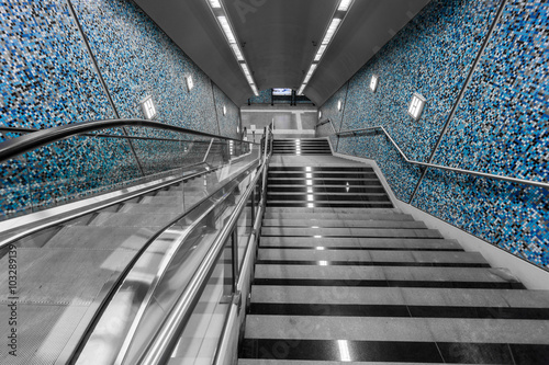 Escalators inside subway station