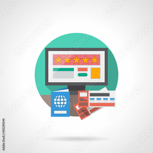 Obraz na płótnie Online hotel detailed flat color vector icon w salonie