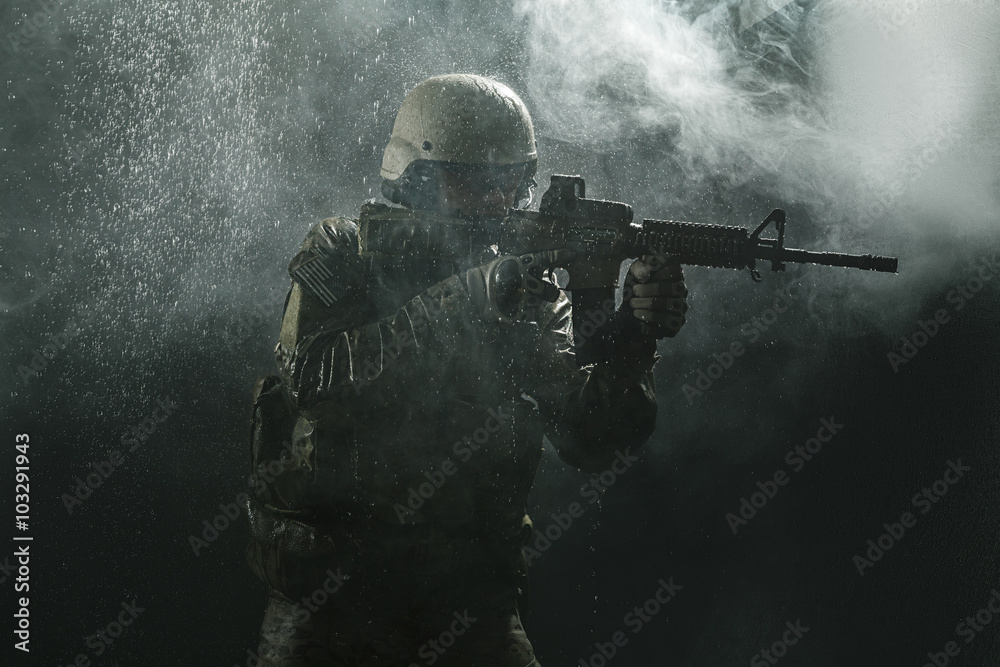 US Army soldier in the rain US Army soldier in the rain