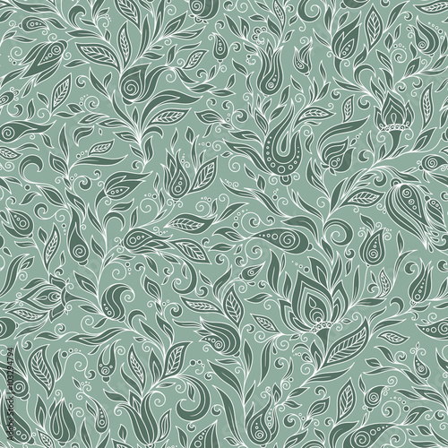 Seamless Pattern. Paisley Flowers Design Elements © photo-nuke