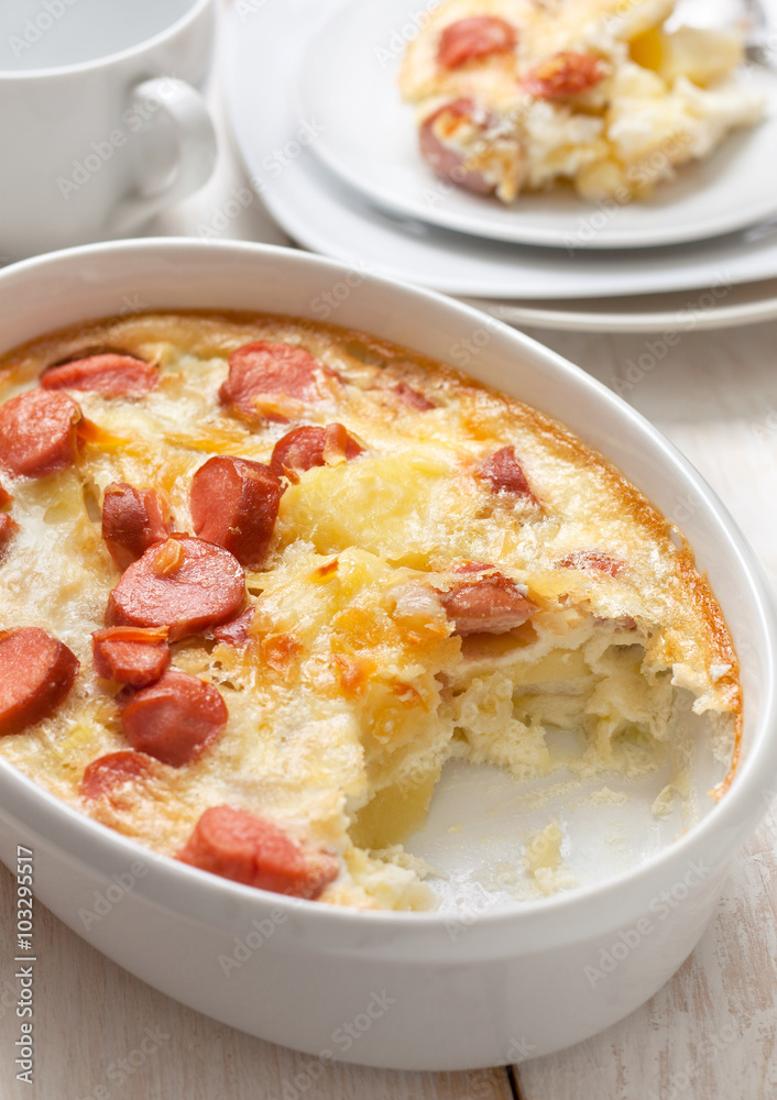 casserole with potatoes and sausage
