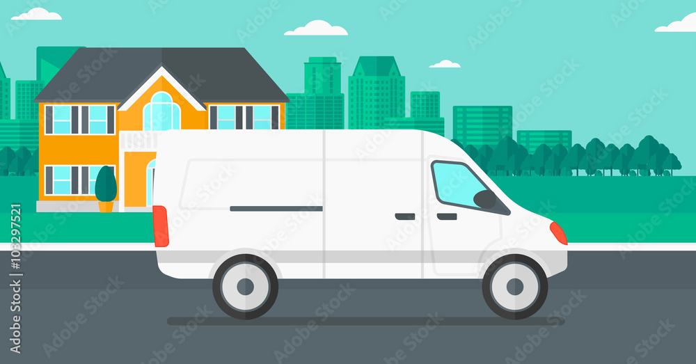 Background of the city with delivery truck. Background of the city with delivery truck.