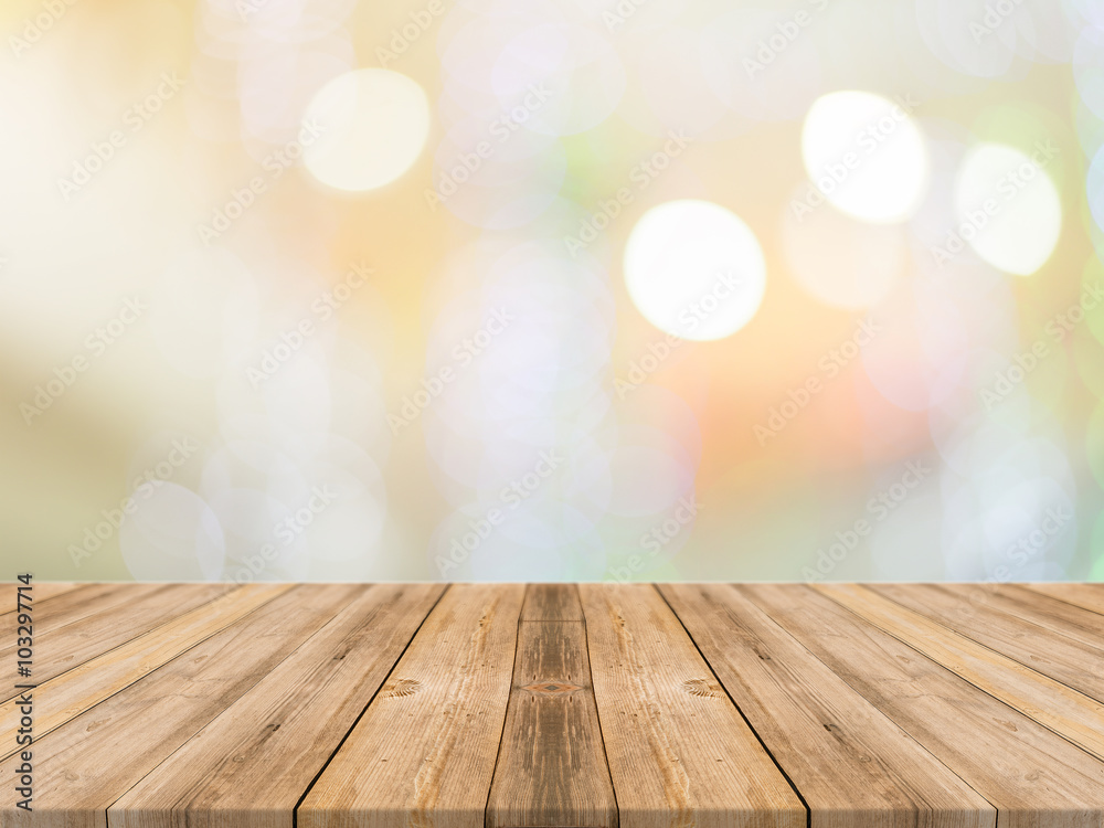 Empty perspective room with sparkling bokeh wall and wooden plank floor,Template mock up for display of your product Empty perspective room with sparkling bokeh wall and wooden plank floor,Template mock up for display of your product