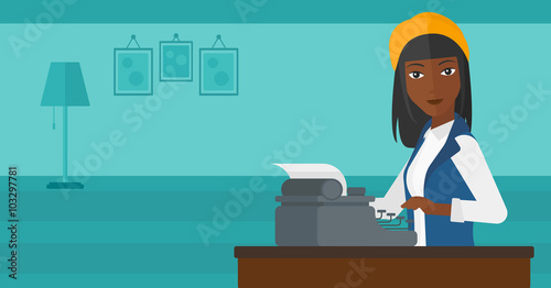 Reporter working at typewriter.
