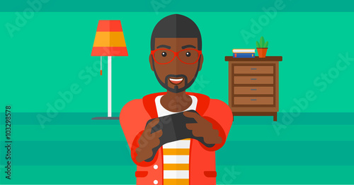 Man playing video game.