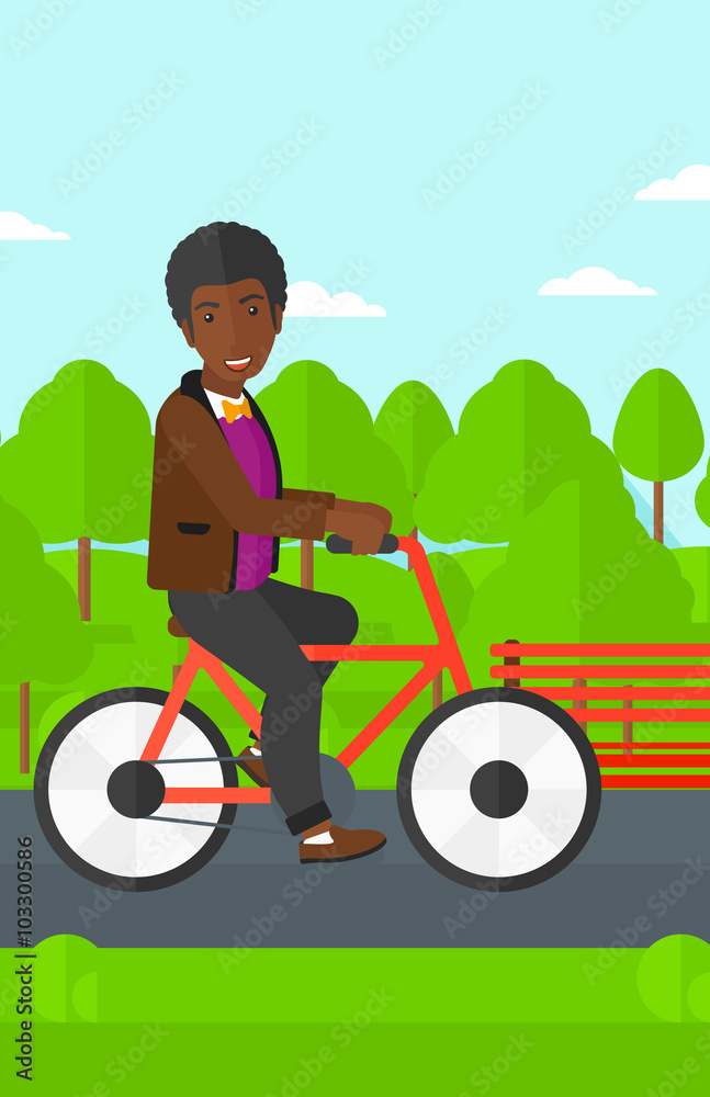 Man riding bicycle.