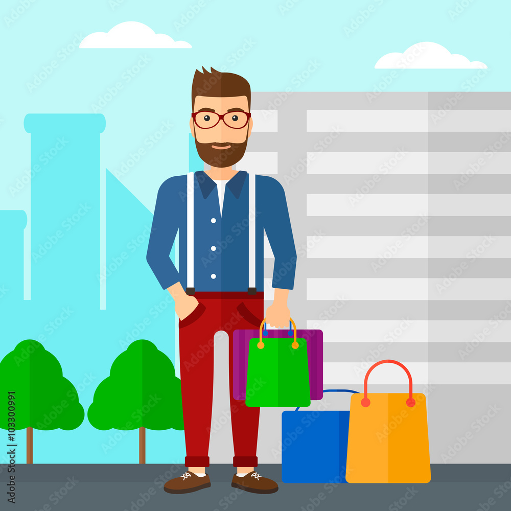 Buyer with shopping bags.