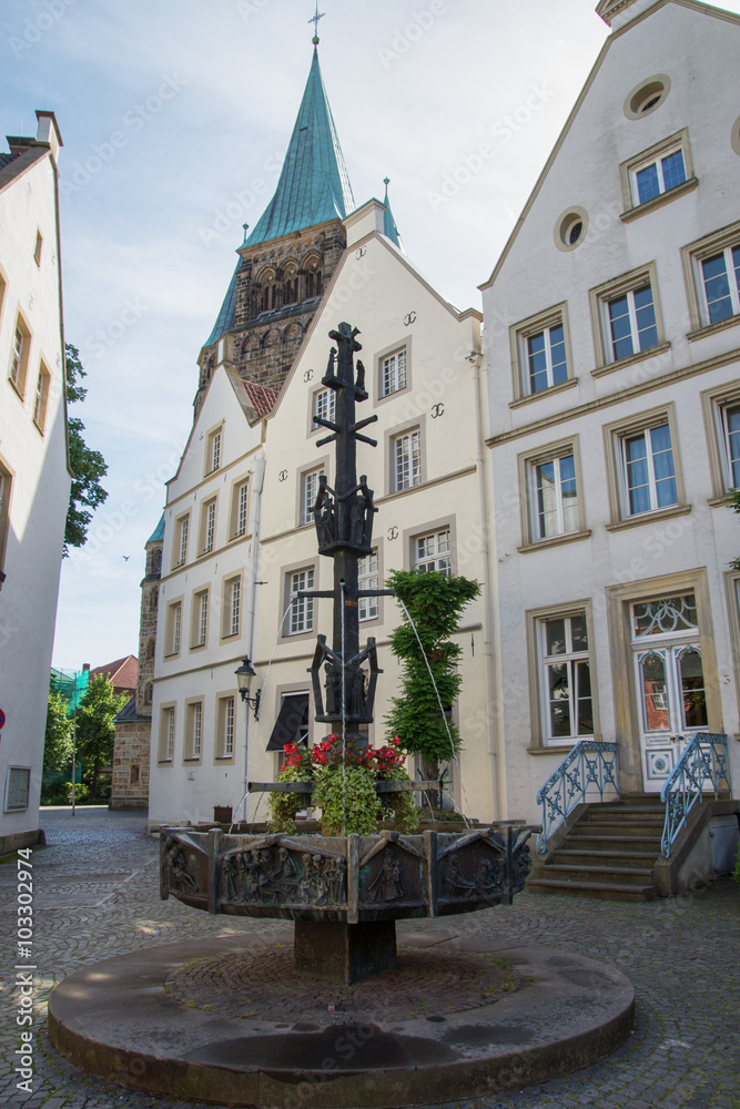 Gebäude am historischen Marktplatz von Warendorf, Nordrhein-Westfalen