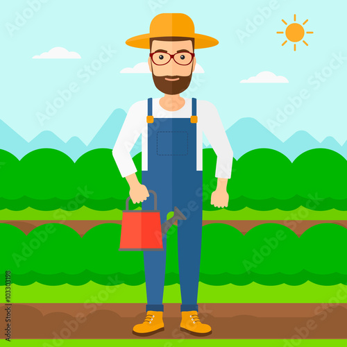 Farmer with watering can.