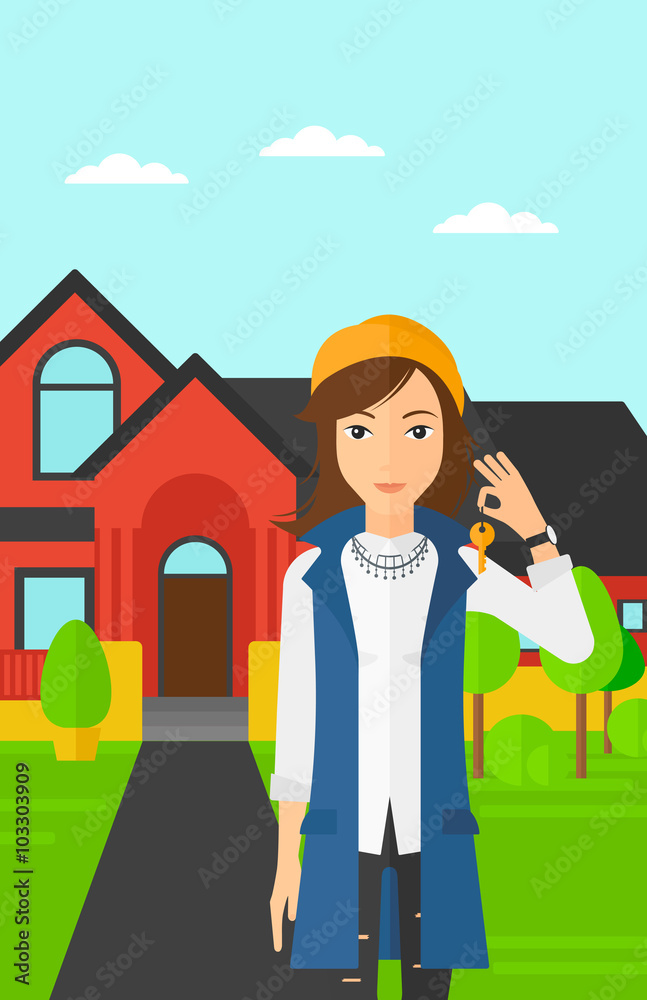 Real estate agent with key. Real estate agent with key.