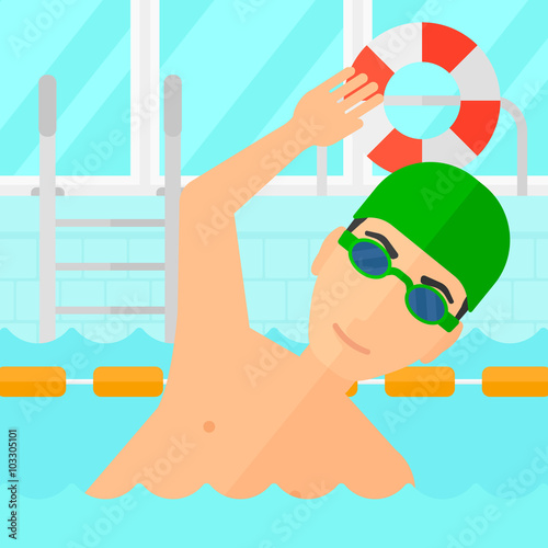 Swimmer training in pool.