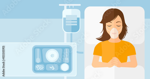 Patient lying in hospital bed.