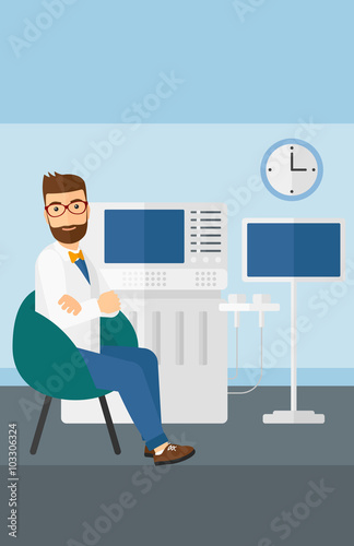 Male ultrasound specialist.