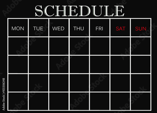 Schedule on black background