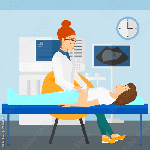 Patient under ultrasound examination.