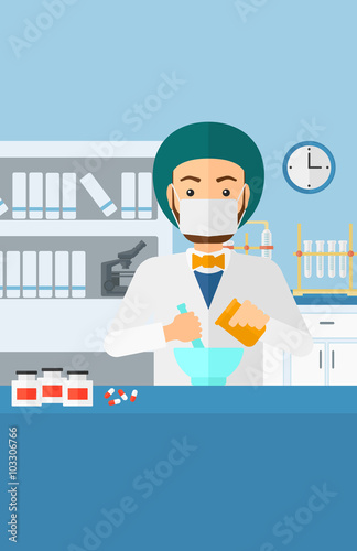 Pharmacist preparing medicine.