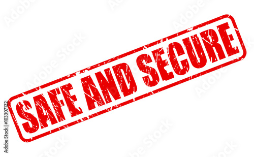Safe and secure red stamp text