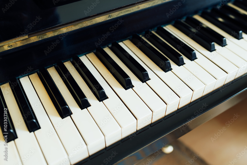 black and white keys of piano perspective side black and white keys of piano perspective side